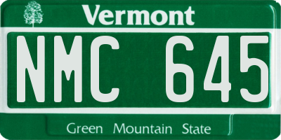 VT license plate NMC645