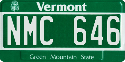 VT license plate NMC646