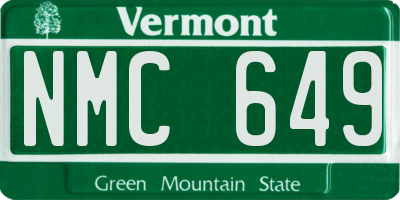 VT license plate NMC649