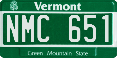 VT license plate NMC651