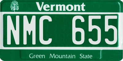 VT license plate NMC655