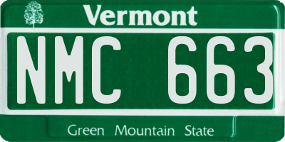 VT license plate NMC663