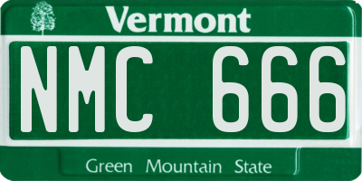 VT license plate NMC666