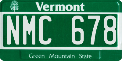 VT license plate NMC678