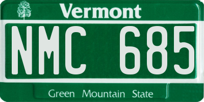VT license plate NMC685