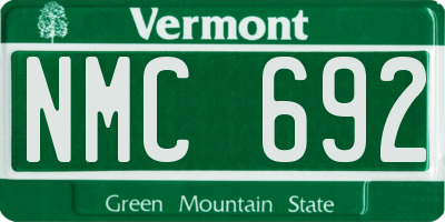 VT license plate NMC692