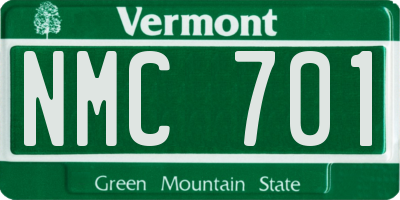 VT license plate NMC701