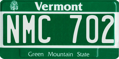VT license plate NMC702