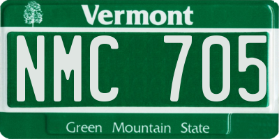 VT license plate NMC705