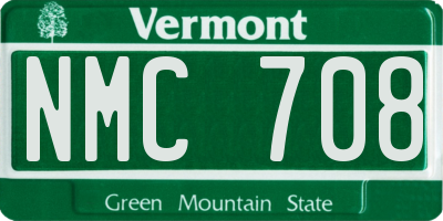 VT license plate NMC708