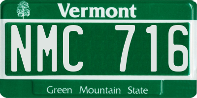 VT license plate NMC716