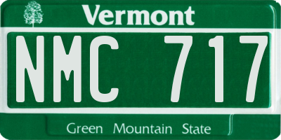 VT license plate NMC717