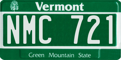 VT license plate NMC721