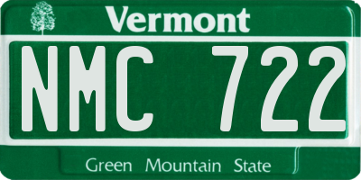 VT license plate NMC722