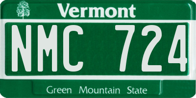 VT license plate NMC724