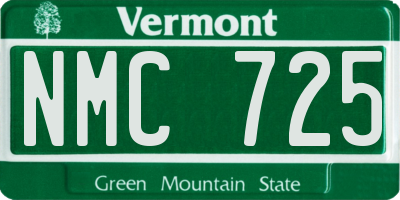 VT license plate NMC725