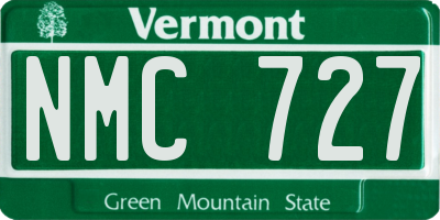VT license plate NMC727