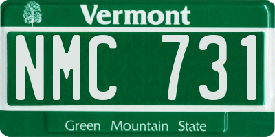 VT license plate NMC731