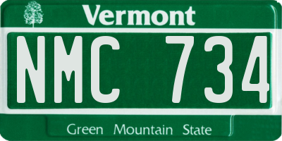 VT license plate NMC734