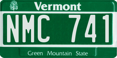 VT license plate NMC741