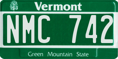 VT license plate NMC742