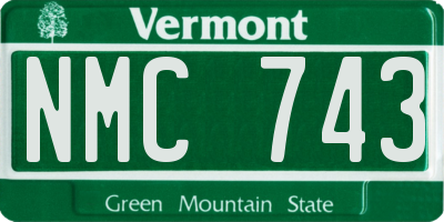 VT license plate NMC743