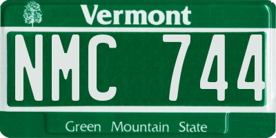 VT license plate NMC744