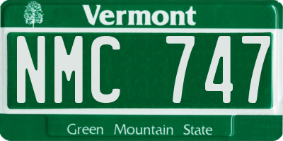 VT license plate NMC747