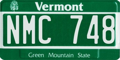 VT license plate NMC748