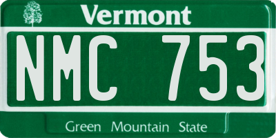 VT license plate NMC753
