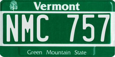 VT license plate NMC757