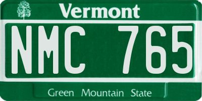 VT license plate NMC765