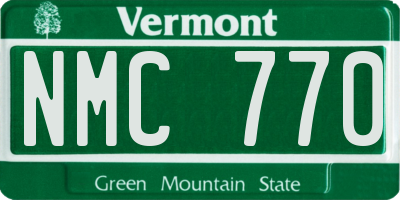 VT license plate NMC770