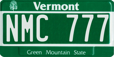 VT license plate NMC777