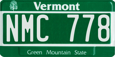 VT license plate NMC778