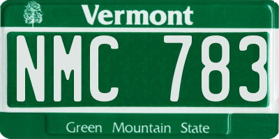 VT license plate NMC783