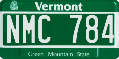 VT license plate NMC784