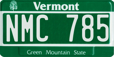 VT license plate NMC785