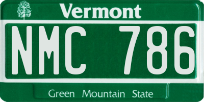 VT license plate NMC786