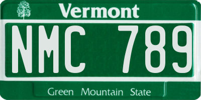 VT license plate NMC789