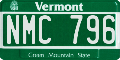 VT license plate NMC796