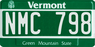 VT license plate NMC798