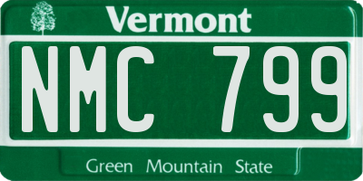 VT license plate NMC799