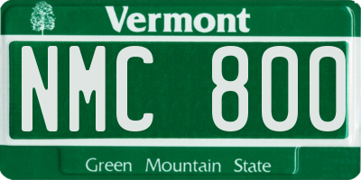 VT license plate NMC800