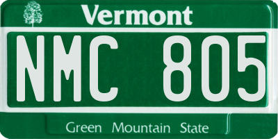 VT license plate NMC805