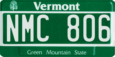 VT license plate NMC806