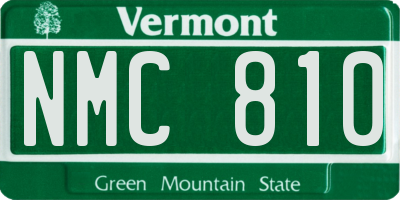 VT license plate NMC810