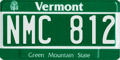 VT license plate NMC812
