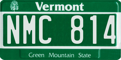 VT license plate NMC814