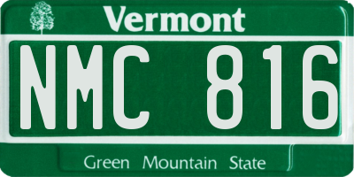 VT license plate NMC816